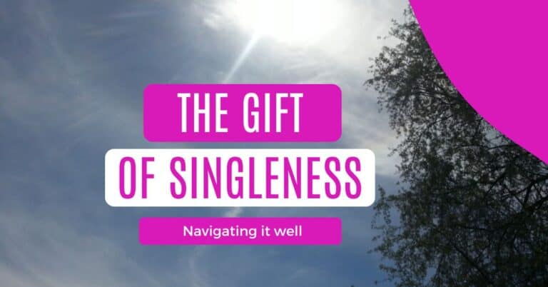 View of the beach on a semi cloudy day with the gift of singleness: navigating it well written on top
